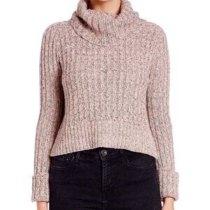 FREE PEOPLE Marled Ballet Combo Twisted Cable T-Neck Sweater Size Med EUC